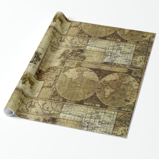 oude wereldkaarten Antiek kaarten Cadeaupapier (Uitgerold)