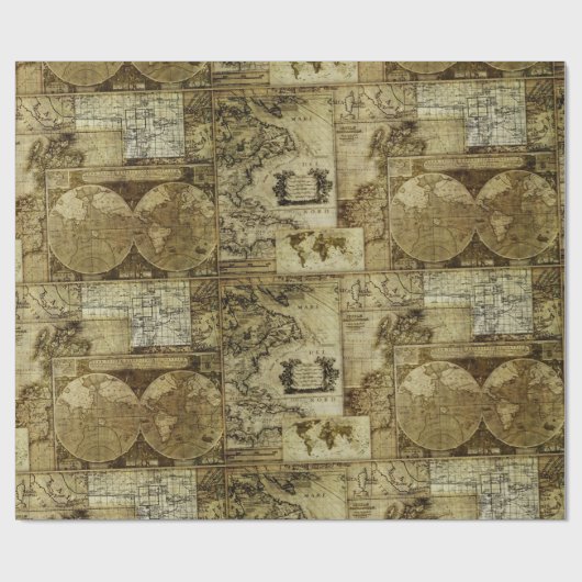  oude wereldkaarten Antiek kaarten Cadeaupapier (Vlak)