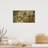  oude wereldkaarten Antiek kaarten Poster (Keuken)