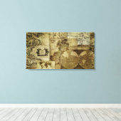  oude wereldkaarten canvas afdruk (Insitu (Houten vloer))