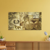  oude wereldkaarten canvas afdruk (Insitu (Woonkamer))