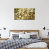  oude wereldkaarten canvas afdruk (Insitu (Slaapkamer))