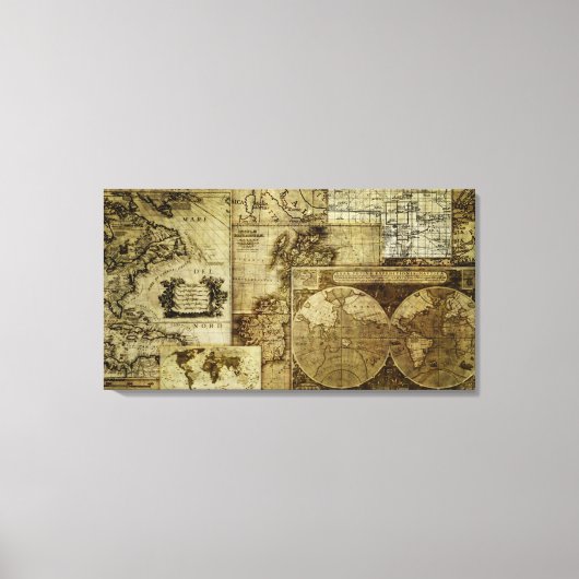  oude wereldkaarten canvas afdruk (Voorkant)