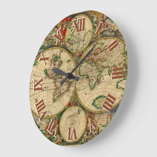  oude wereldkaarten grote klok (Hoek)