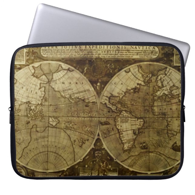  oude wereldkaarten laptop sleeve (Voorkant)