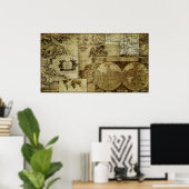 oude wereldkaarten poster (Thuiskantoor)