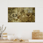  oude wereldkaarten poster (Keuken)
