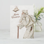 Oude Wereldkerstman met riet Feestdagenkaart (Staand voorkant)