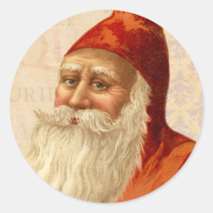 Oude Wereldkerstman met vriendelijke ogen Ronde Sticker