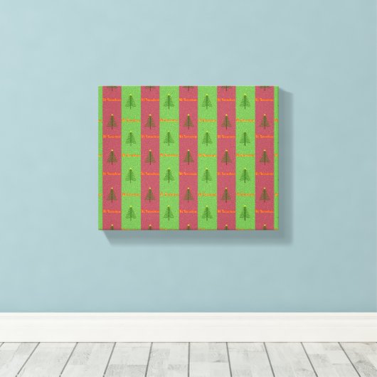 Oude Wereldoorkerstboompattern Evergreen Canvas Afdruk (Insitu (Houten vloer))