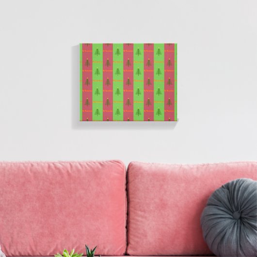 Oude Wereldoorkerstboompattern Evergreen Canvas Afdruk (Insitu (Woonkamer))