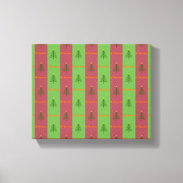 Oude Wereldoorkerstboompattern Evergreen Canvas Afdruk