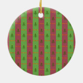 Oude Wereldoorkerstboompattern Evergreen Keramisch Ornament (Achterkant)