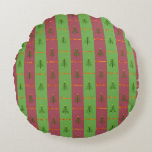 Oude Wereldoorkerstboompattern Evergreen Rond Kussen