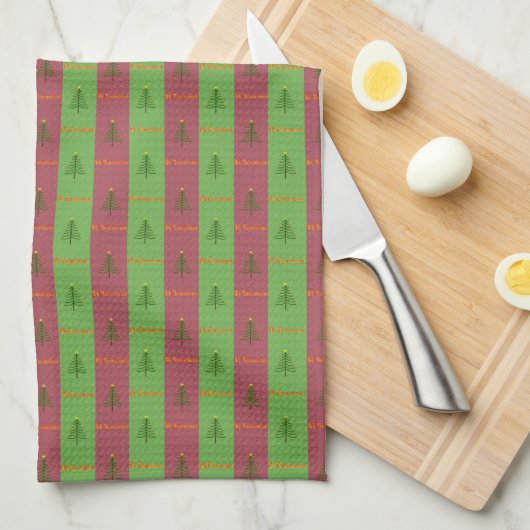 Oude Wereldoorkerstboompattern Evergreen Theedoek (Quarter Fold)