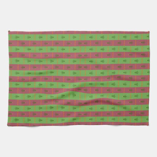 Oude Wereldoorkerstboompattern Evergreen Theedoek (Horizontaal)