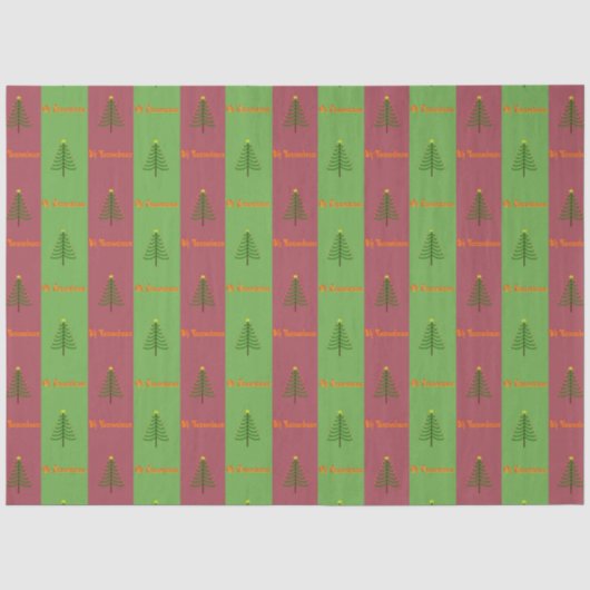 Oude Wereldoorkerstboompattern Evergreen Tissuepapier (Voorkant)