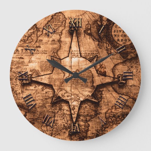 Oude wereldreiziger - Roos voor kaarten en kompas Grote Klok (Voorkant)