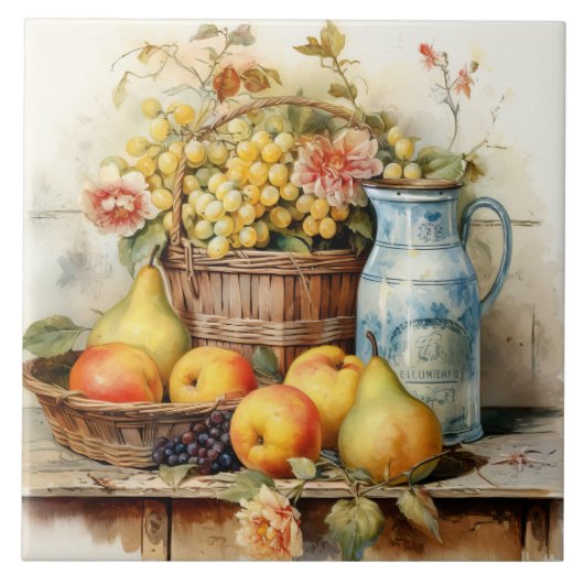 Oude-wereldstijl Stilleven Ceramische Tegel Tegeltje (Voorkant)