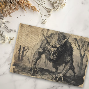 Oude-Werwolf-Halloween-Decoupage Tissuepapier
