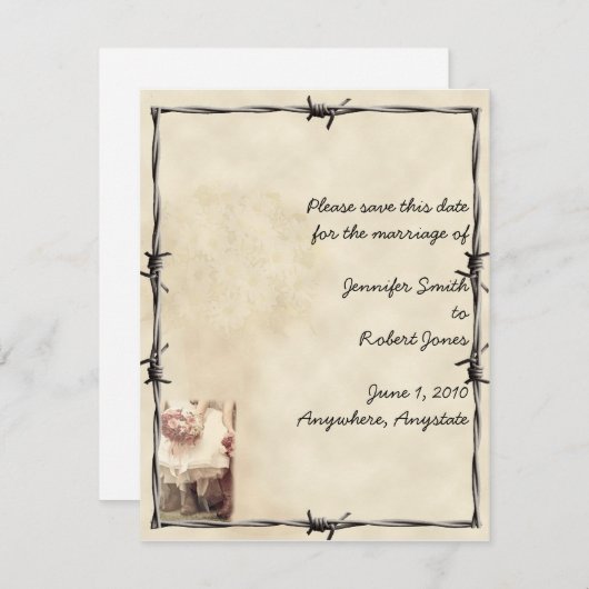 Oude West Boots en Bouquets Sparen de kaart van de (Voorkant / Achterkant)