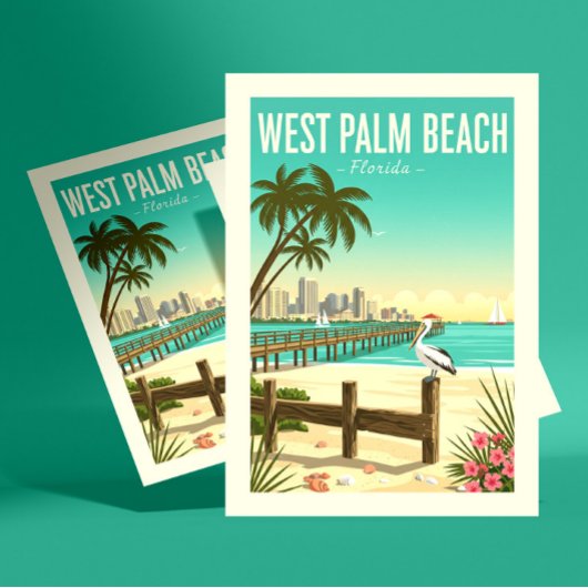 Oude West Palm Beach Florida Briefkaart