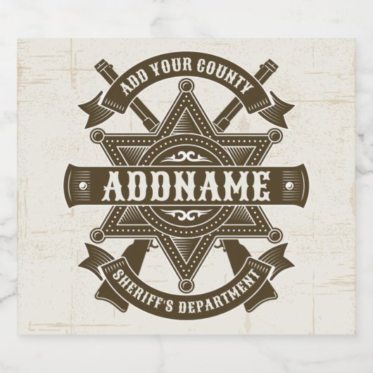 Oude West Sheriff Hulpsheriff Geweren Badge Persoo Bier Etiket (Enkel label)