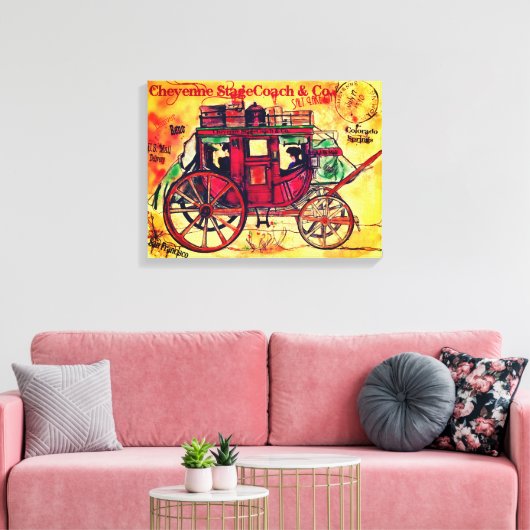 Oude West-Stagecoach Canvas Afdruk (Insitu (Woonkamer))