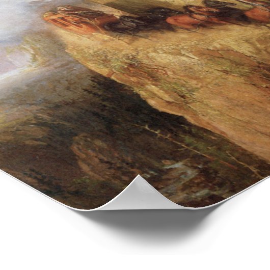 Oude West-Stagecoach Paarden Art Poster (Hoek)