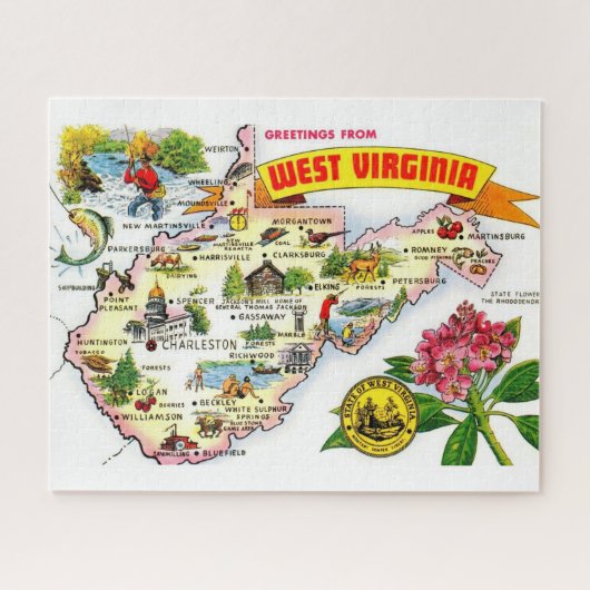 Oude West Virginia kaart Legpuzzel (Horizontaal)