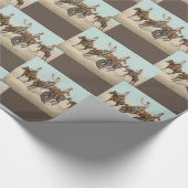Oude western 4 cowboys op bokkende paarden  cadeaupapier (Hoek)