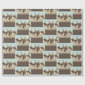 Oude western 4 cowboys op bokkende paarden  cadeaupapier (Vlak)