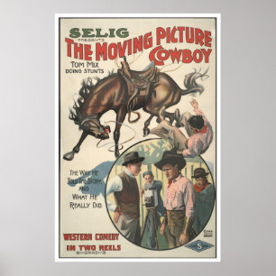 Oude western cowboy film poster - Tom Mix 1914