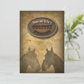 Oude Western Cowboy Landelijke Trouw Uitnodiging (Staand voorkant)