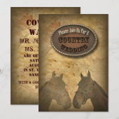 Oude Western Cowboy Landelijke Trouw Uitnodiging (Voorkant / Achterkant)