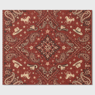 Oude Western Cowboy Sjaal Rood Paisley Cadeaupapier