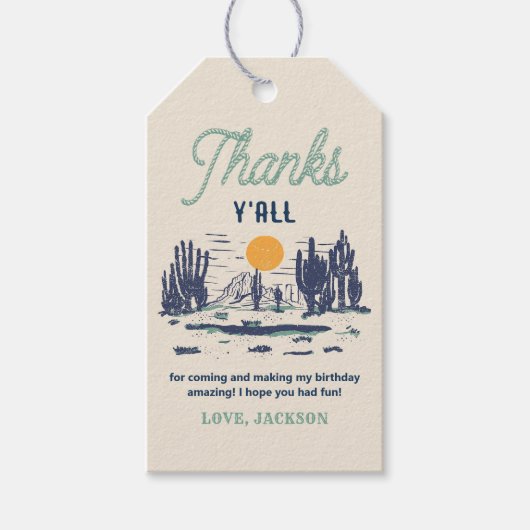 Oude western eerste rodeo 1e verjaardag dank je we cadeaulabel (Voorkant)