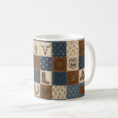 Oude Western Patchwork Dekbedovertrek Patroon Koffiemok (Voorkant rechts)