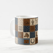 Oude Western Patchwork Dekbedovertrek Patroon Koffiemok (Voorkant links)