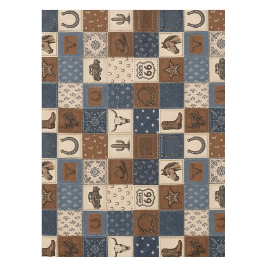 Oude Western Patchwork Dekbedovertrek Patroon Tafelkleed (Voorkant)