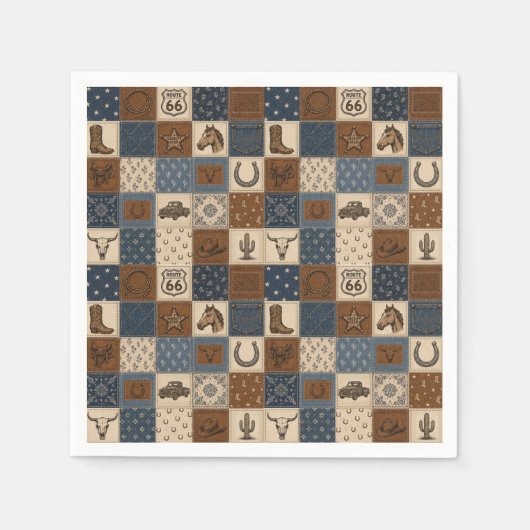 Oude Western Patchwork Dekbedpatroon Servet (Voorkant)
