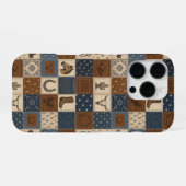 Oude western patchwork quiltpatroon iPhone hoesje (Achterkant horizontaal)