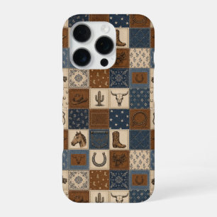 Oude western patchwork quiltpatroon iPhone 16 pro hoesje