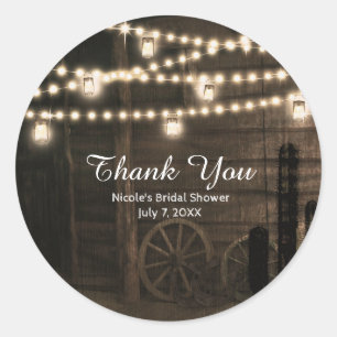 Oude Western Saloon & Lichten Bruiloft Favor voor  Ronde Sticker