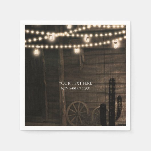 Oude western saloon & lichten rustieke trouwlocati servet (Voorkant)
