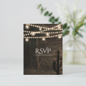 Oude western saloon rustieke trouw-RSVP Uitnodiging Briefkaart (Staand voorkant)