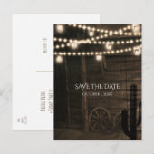 Oude western saloon rustieke trouwdag opslag tot d aankondigingskaart (Voorkant / Achterkant)