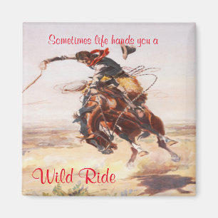 Oude Westerne cowboy bij Bucking Horse Magneet