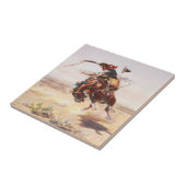 Oude Westerne cowboy die een Bucking paard bestuur Tegeltje (Zijkant)