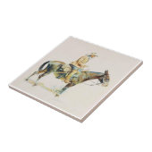 Oude Westerne cowboy die een mule bestuurt Tegeltje (Zijkant)